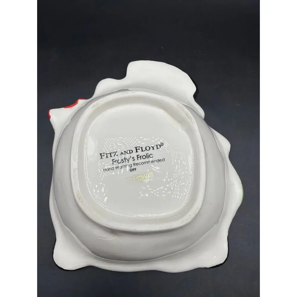 Fitz & Floyd Frosty’s Frolic Snowman Snack Bowl 2011 NIB Christmas Holiday